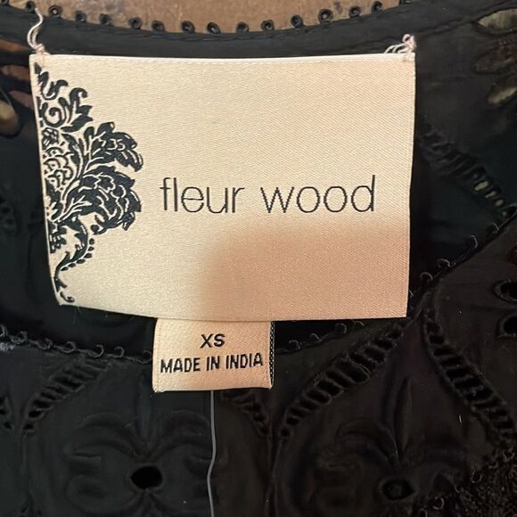 Anthropologie Fleur Wood Black Lace Top with 3/4 Sleeves, NWT - Picture 2 of 10